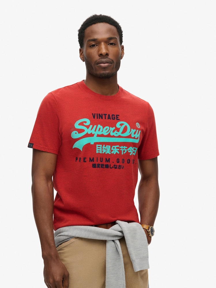Superdry Red Vintage Logo Duo T-Shirt - Image 1 of 6
