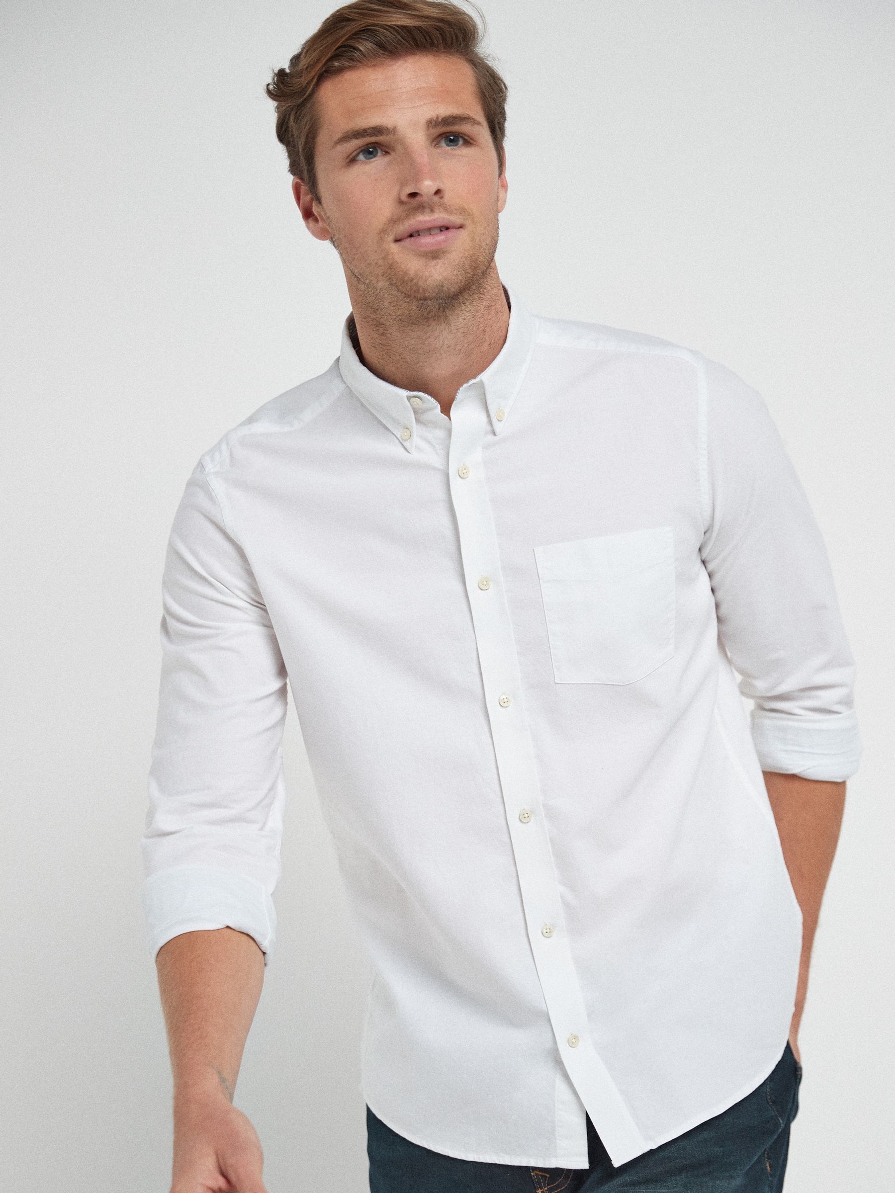 Buy White Regular Fit Long Sleeve 100 Cotton Oxford Shirt from Next Luxembourg