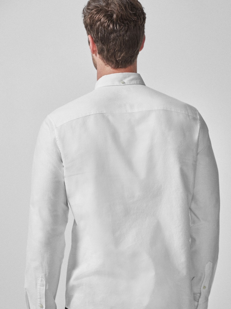 White Regular Fit Long Sleeve Oxford Shirt - Image 2 of 4