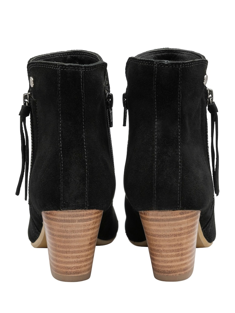 Ravel Black Suede Leather Block Heel Ankle Boots - Image 3 of 4