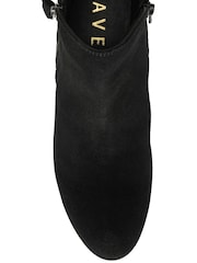 Ravel Black Suede Leather Block Heel Ankle Boots - Image 4 of 4