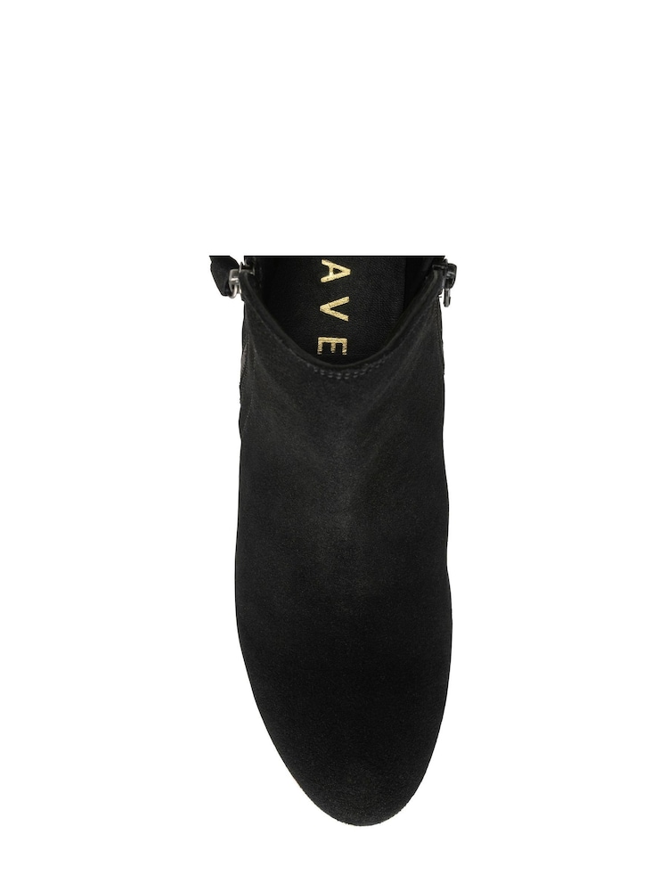 Ravel Black Suede Leather Block Heel Ankle Boots - Image 4 of 4