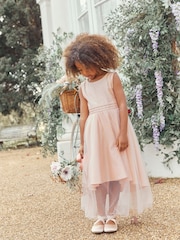 Pink Flower Girl Bow Dress (3mths-16yrs) - Image 1 of 8