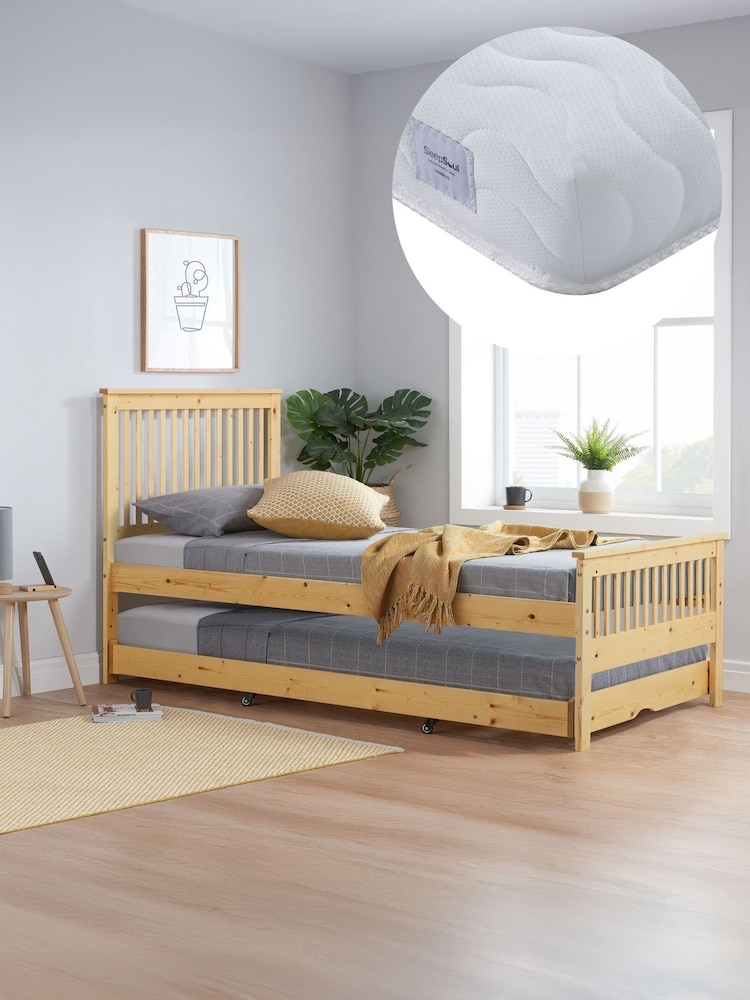 Birlea Pine Buxton Guest Bed with 2 Nimbus Mattress - Image 1 of 7 Birlea Pine Buxton Guest Bed with 2 Nimbus Mattress - Image 1 of 7