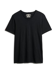 Superdry Black 100% Cotton Raw Edge Slub V T-Shirt - Image 4 of 5