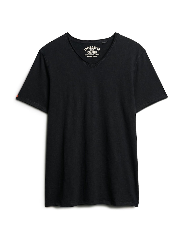 Superdry Black 100% Cotton Raw Edge Slub V T-Shirt - Image 4 of 5