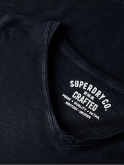 Superdry Black 100% Cotton Raw Edge Slub V T-Shirt - Image 5 of 5