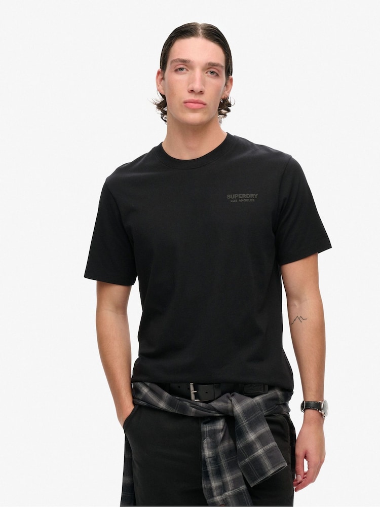 Superdry Black Small Logo 100% Cotton Luxury Sport Loose T-Shirt - Image 2 of 5
