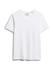 Superdry White 100% Cotton Raw Edge Slub V T-Shirt - Image 4 of 5