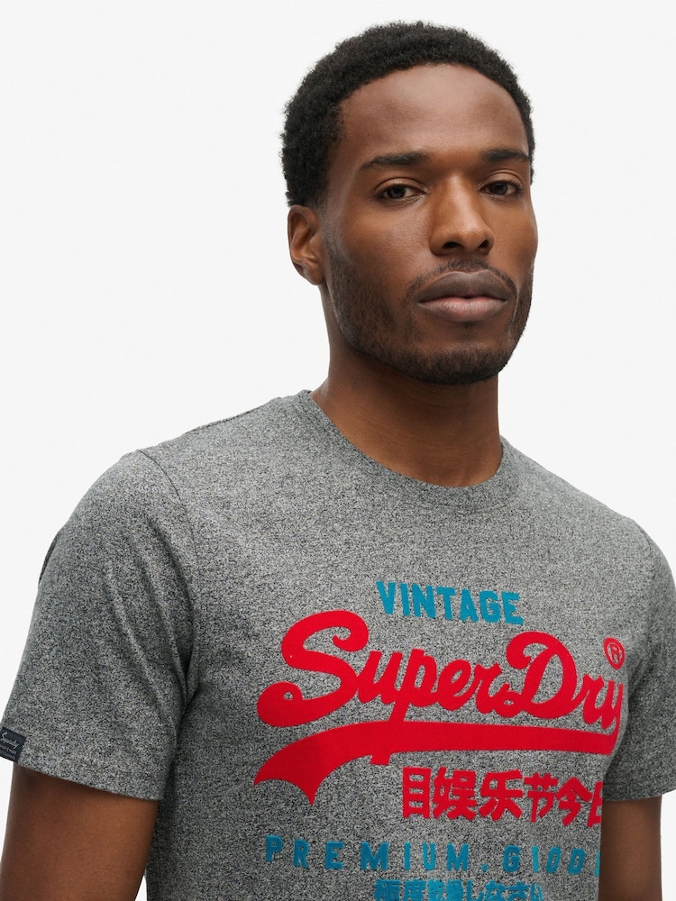 Superdry Black Grey Grit Vintage Logo Duo T-Shirt - Image 3 of 6