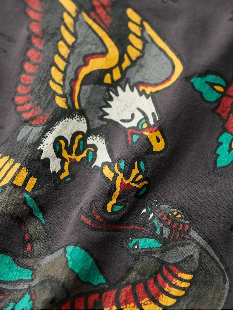 Superdry Grey 100% Cotton Tattoo Graphic Loose T-Shirt - Image 5 of 5