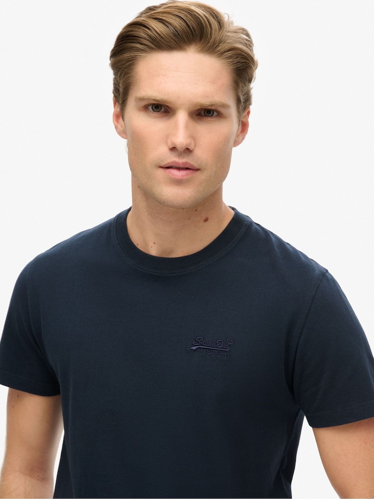 Superdry Eclipse Navy Blue Essential Logo Embroidery T-Shirt - Image 3 of 6
