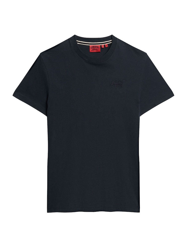 Superdry Eclipse Navy Blue Essential Logo Embroidery T-Shirt - Image 4 of 6
