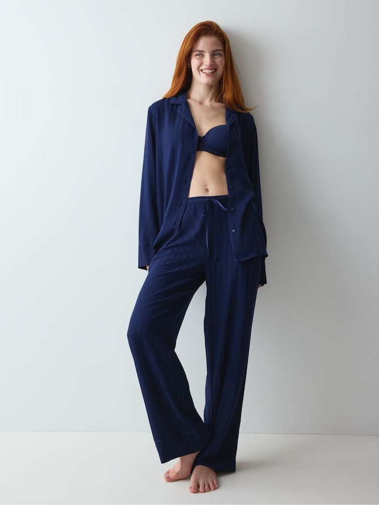 Triumph Blue Amourette Jacquard Pyjamas Set - Image 2 of 5 Triumph Blue Amourette Jacquard Pyjamas Set - Image 2 of 5