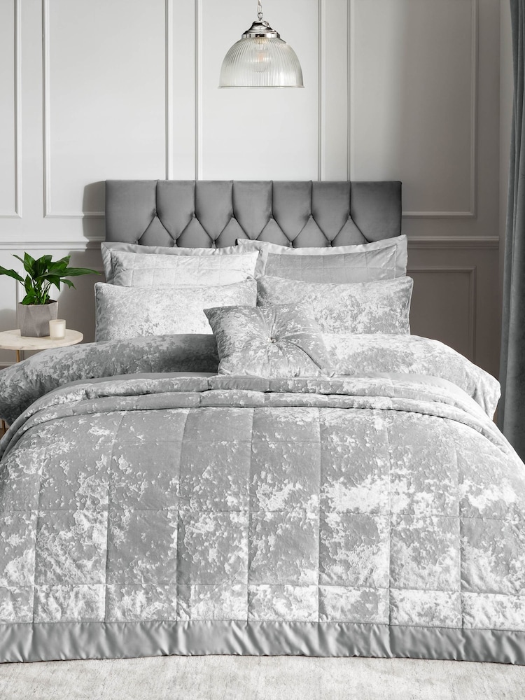 Catherine Lansfield Silver Crushed Velvet Cushion - Image 2 of 4