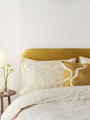 Jasper Conran London Yellow Mini Leaves Bamboo 200 TC Percale 100% Cotton Pillowcases Pair - Image 1 of 4