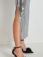 Silver Sequin Midi Dress - Image 5 of 7