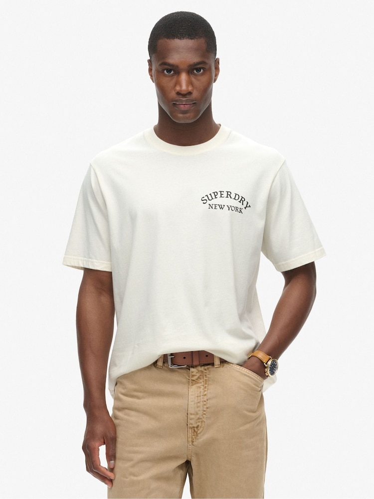 Superdry White 100% Cotton Tattoo Graphic Loose T-Shirt - Image 1 of 6