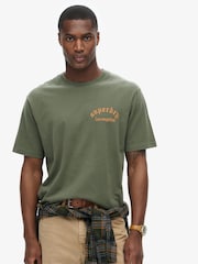 Superdry Dark Grey Green 100% Cotton Tattoo Graphic Loose T-Shirt - Image 1 of 6