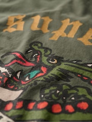 Superdry Dark Grey Green 100% Cotton Tattoo Graphic Loose T-Shirt - Image 6 of 6