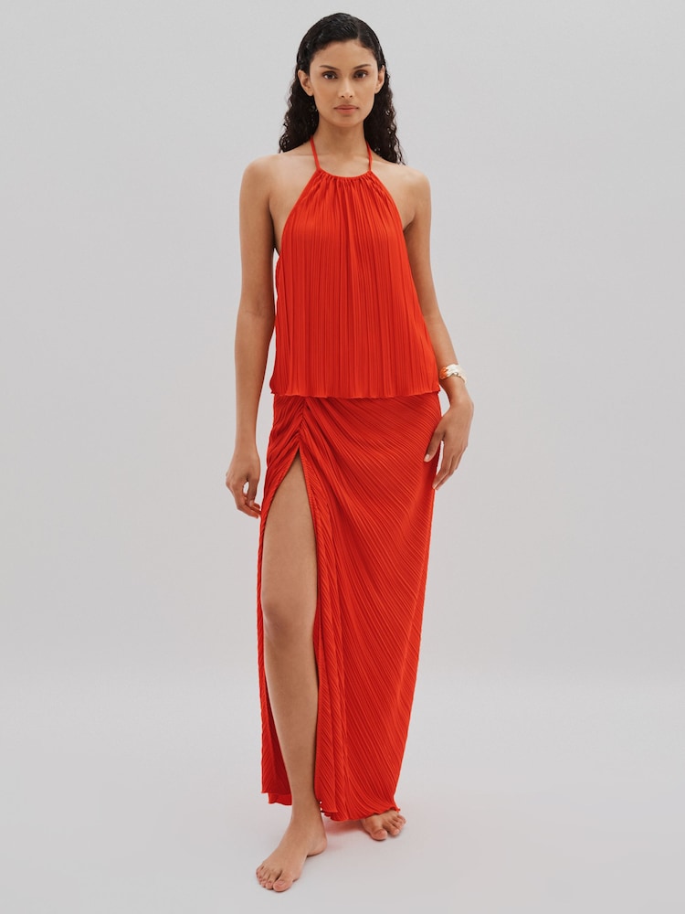 Good American Red Plisse Beach Cover-Up Sarong - Image 1 of 5
