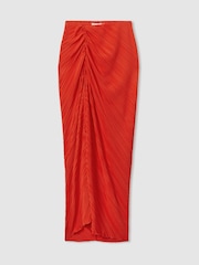 Good American Red Plisse Beach Cover-Up Sarong - Image 2 of 5
