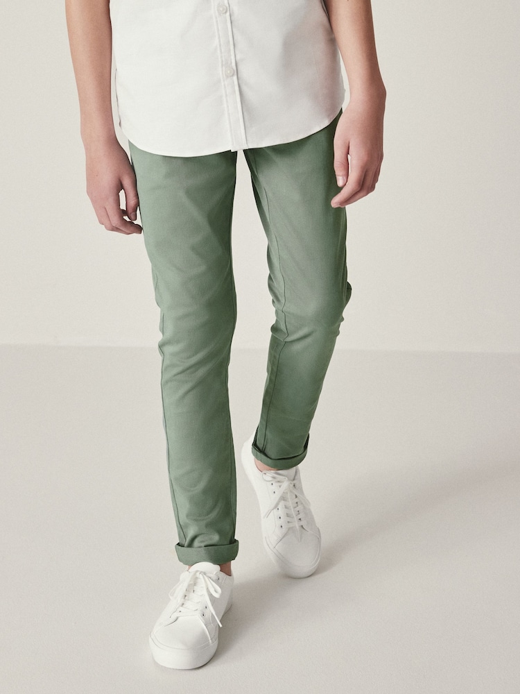 Verde mineral - Pantaloni chino stretch (3-17ani) - Image 2 of 6