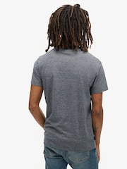Superdry Eclipse Navy Grey Marl Essential Logo Embroidery T-Shirt - Image 2 of 6