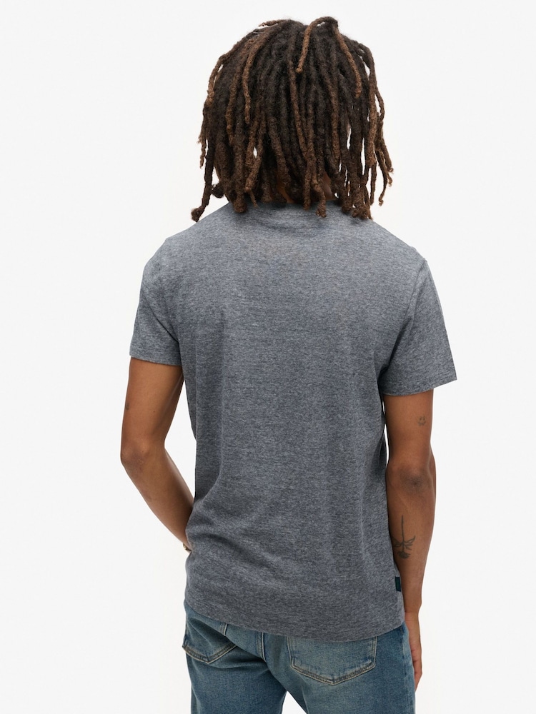 Superdry Eclipse Navy Grey Marl Essential Logo Embroidery T-Shirt - Image 2 of 6