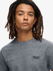 Superdry Eclipse Navy Grey Marl Essential Logo Embroidery T-Shirt - Image 4 of 6