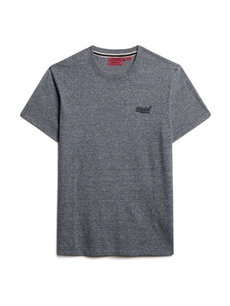 Superdry Eclipse Navy Grey Marl Essential Logo Embroidery T-Shirt - Image 5 of 6