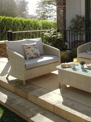 Laura Ashley White Garden Arley Rattan Lounging Sofa Set with Seat Cushions - Image 2 of 6