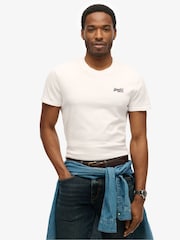 Superdry White Off Essential Logo Embroidery T-Shirt - Image 1 of 6
