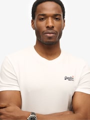 Superdry White Off Essential Logo Embroidery T-Shirt - Image 4 of 6