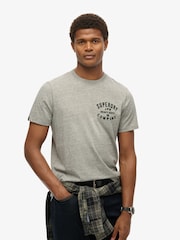 Superdry Athletic Grey Marl Machined Goods Workwear T-Shirt - Image 1 of 9