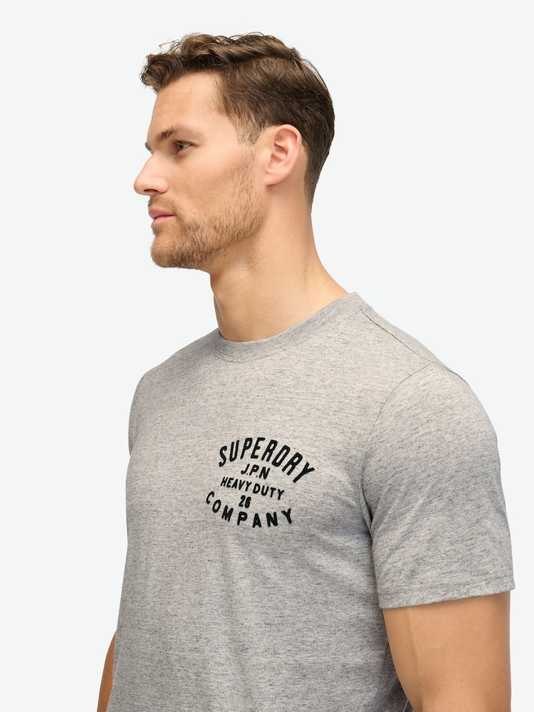 Superdry Athletic Grey Marl Machined Goods Workwear T-Shirt - Image 6 of 9