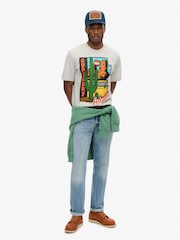 Superdry Glacier Grey Marl 100% Cotton Travel Postcard Graphic T-Shirt - Image 3 of 7