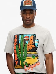 Superdry Glacier Grey Marl 100% Cotton Travel Postcard Graphic T-Shirt - Image 4 of 7