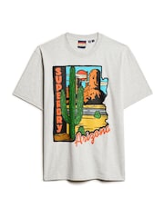 Superdry Glacier Grey Marl 100% Cotton Travel Postcard Graphic T-Shirt - Image 5 of 7