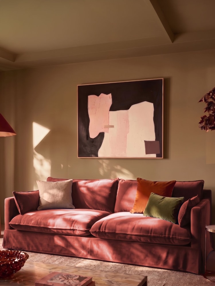 Swoon Brick Keswick Easy Velvet 4 Seater Sofa - Image 1 of 7