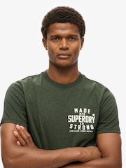 Superdry Dark Olive Marl Machined Goods Workwear T-Shirt - Image 3 of 6