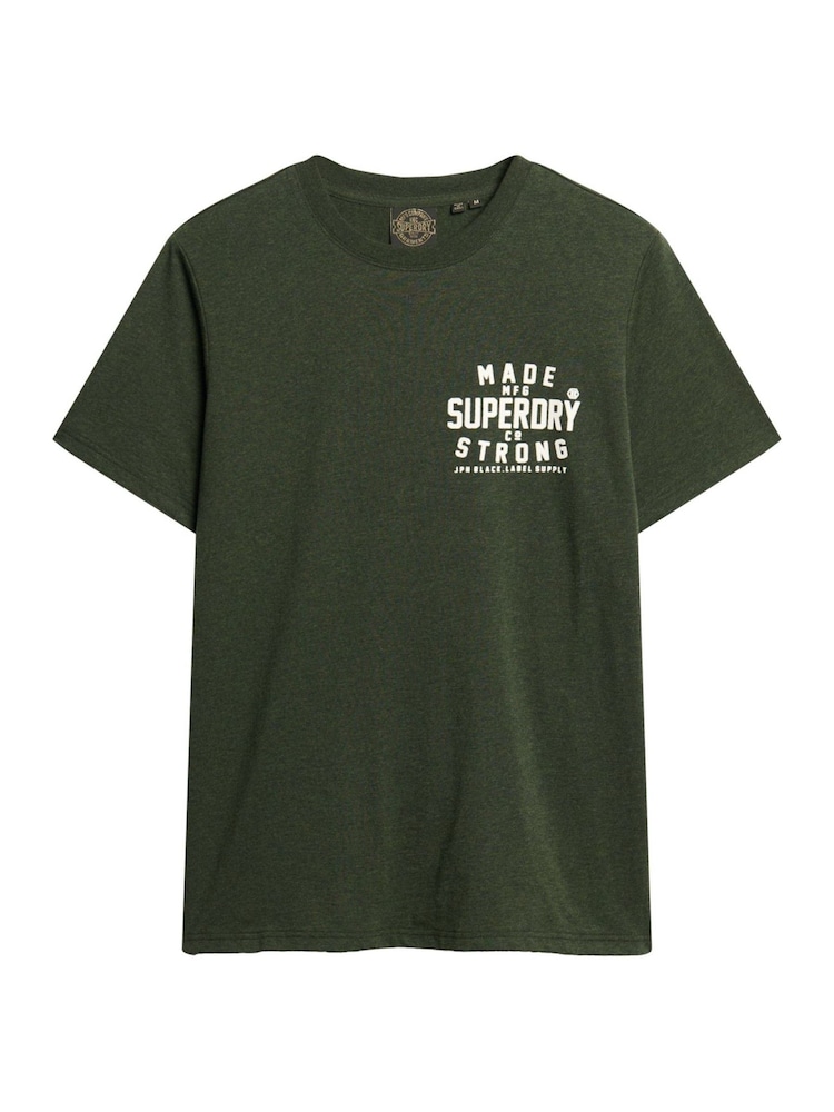 Superdry Dark Olive Marl Machined Goods Workwear T-Shirt - Image 4 of 6