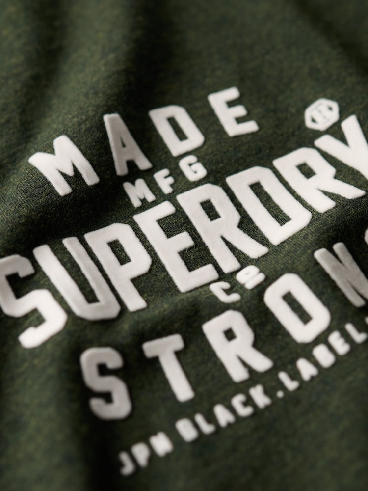 Superdry Dark Olive Marl Machined Goods Workwear T-Shirt - Image 6 of 6
