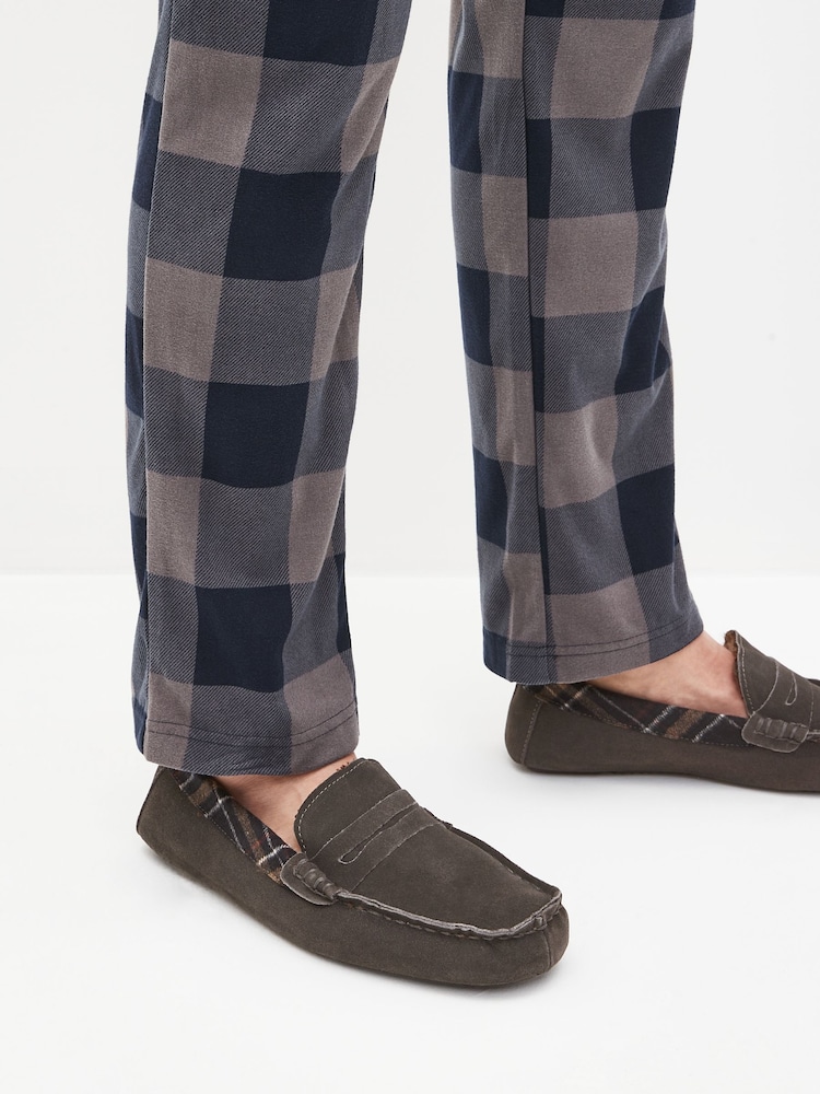 Grey Luxury Signature Suede Moccasin Slippers - Image 1 of 6