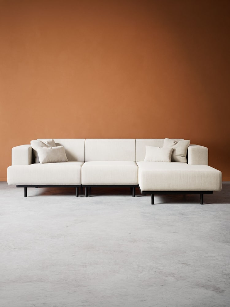 Swoon Ecru Epsom Easy Velvet Right Hand Corner Sofa - Image 2 of 7 Swoon Ecru Epsom Easy Velvet Right Hand Corner Sofa - Image 2 of 7