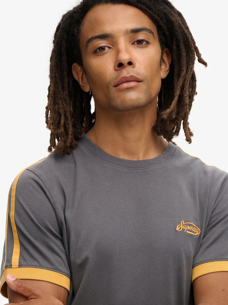 Superdry Graphite Black 100% Cotton Essential Logo Retro T-Shirt - Image 2 of 5