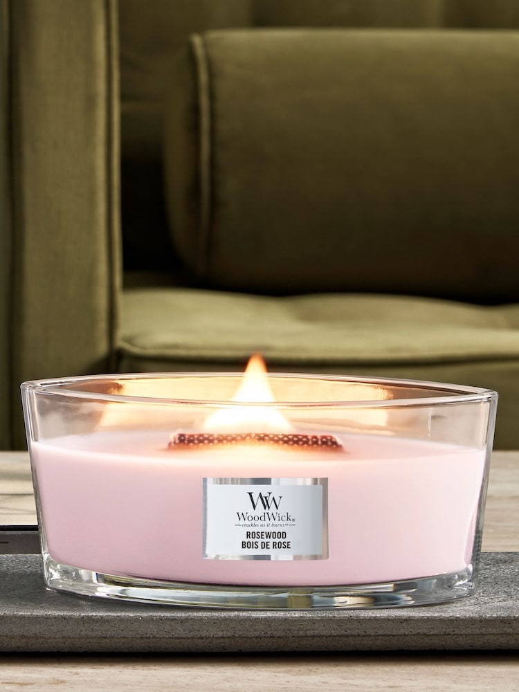 Woodwick Pink Ellipse Scented Candle with Crackle Wick Rosewood - Image 1 of 3