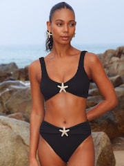 Moda Minx Seashell Shores Baylys High Waist Bikini Bottoms With Starfish Molten Hardware Detail - Image 3 of 4