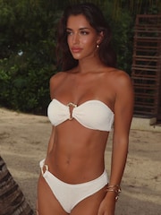 Moda Minx Iconic Isle Mangole Scrunch Fabric Bandeau Bikini Top With Molten Hardware Detail - Image 3 of 4