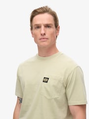 Superdry Washed Beige 100% Cotton Contrast Stitch Pocket T-Shirt - Image 3 of 5